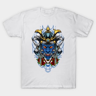 Samurai Cat - Silver Kabuto T-Shirt